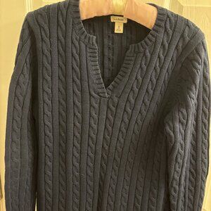 Women's L.L. Bean Navy Blue Cable Knit Pullover